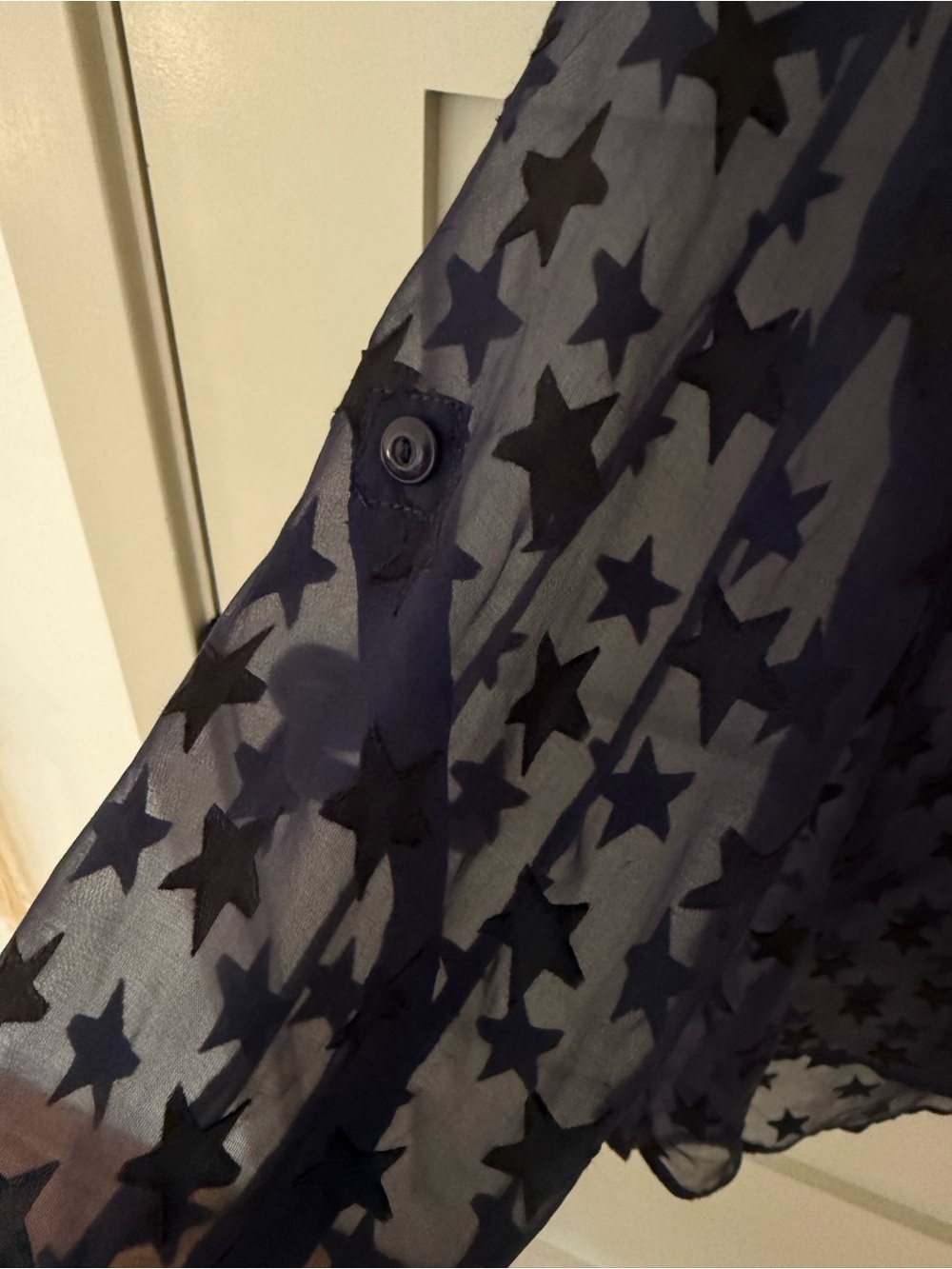 Diane von Furstenberg Lorelei Silk blend sheer navy black stars 4th of July 8 - Picture 4 of 8